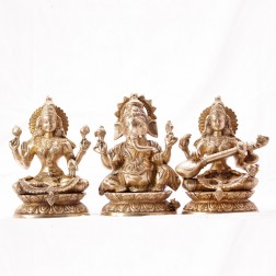 Sitting Ganesha, Laxmi & Saraswati